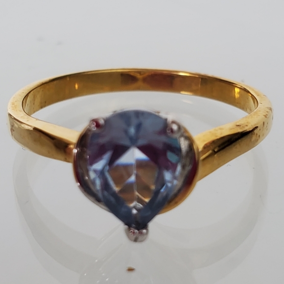 Delicate Gold Plated Blue birthstone  ring sizes 4 5 8 Valentines Day - Picture 2 of 8